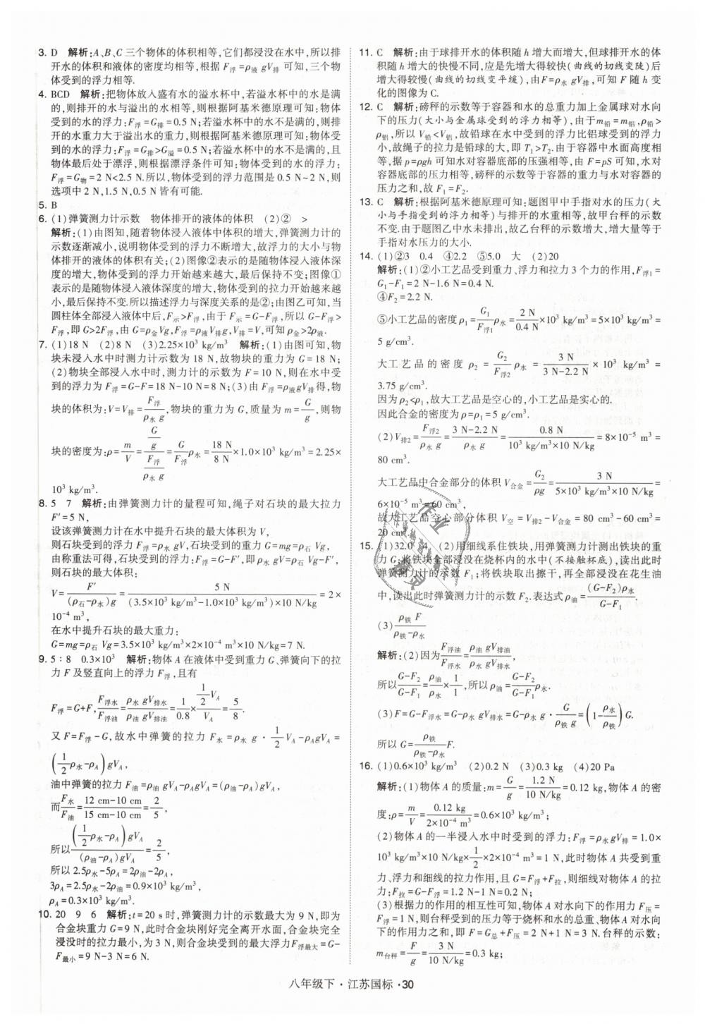 2019年经纶学典学霸八年级物理下册江苏版 第30页