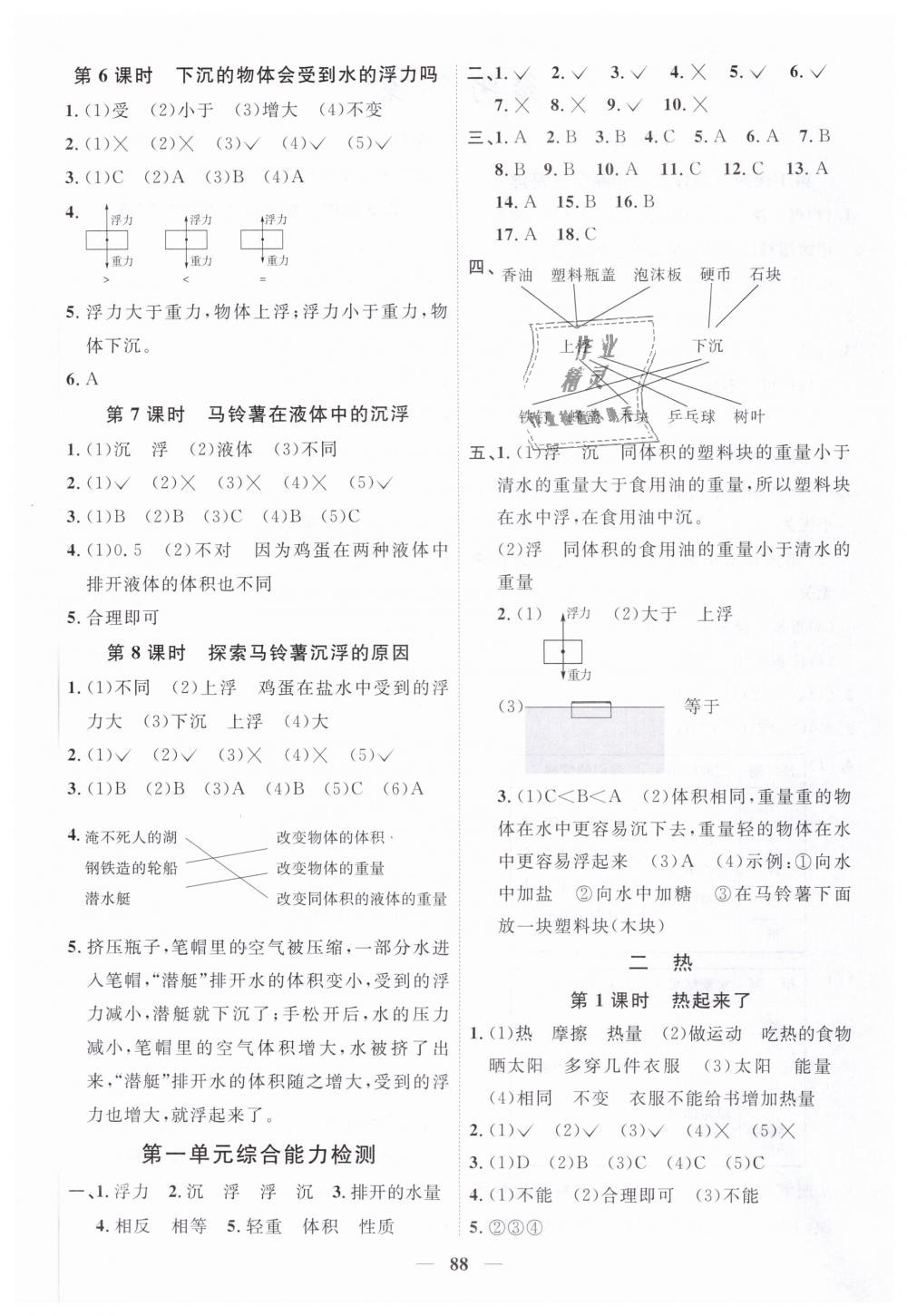 2019年阳光同学课时优化作业五年级科学下册教科版 第2页