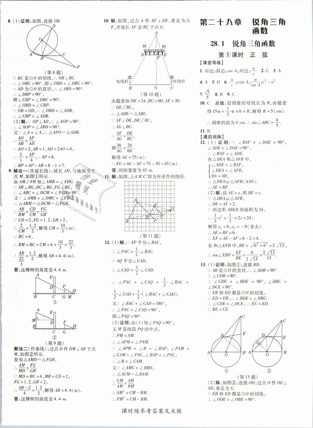 2019年點(diǎn)撥訓(xùn)練九年級(jí)數(shù)學(xué)下冊(cè)人教版 第24頁(yè)