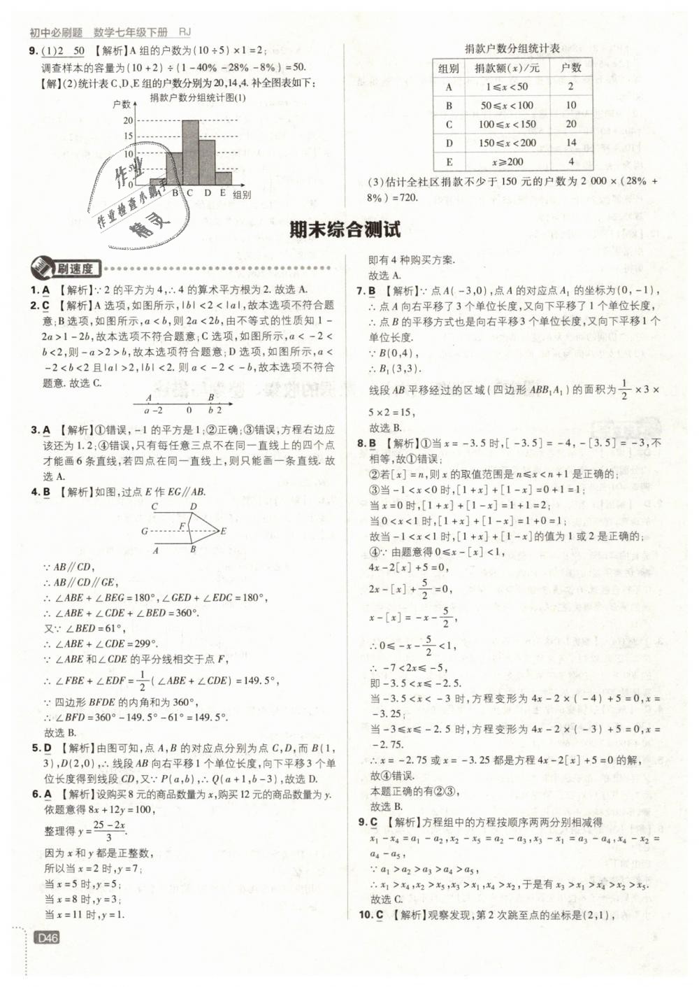 2019年初中必刷題七年級數(shù)學(xué)下冊人教版 第46頁