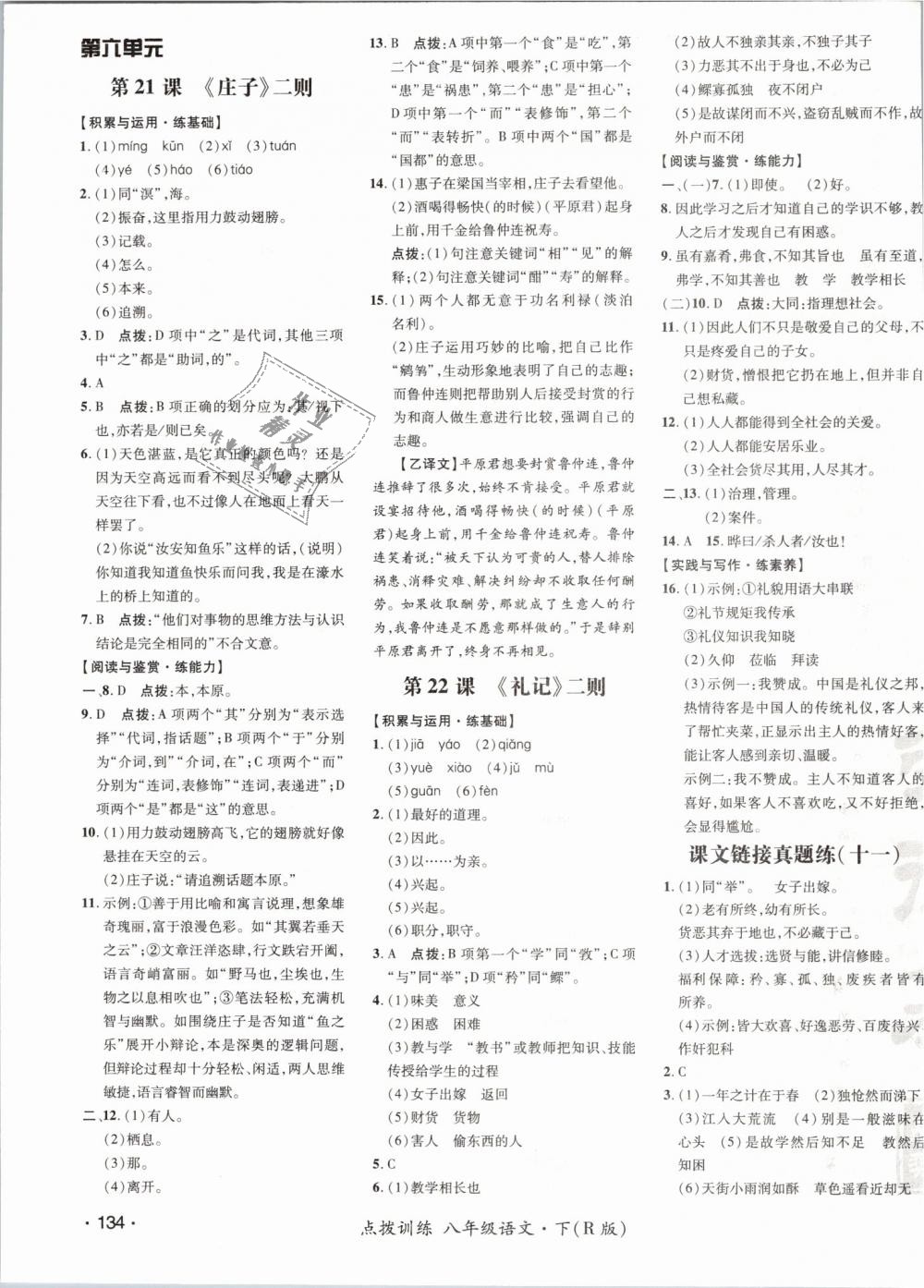 2019年點撥訓(xùn)練八年級語文下冊人教版 第19頁