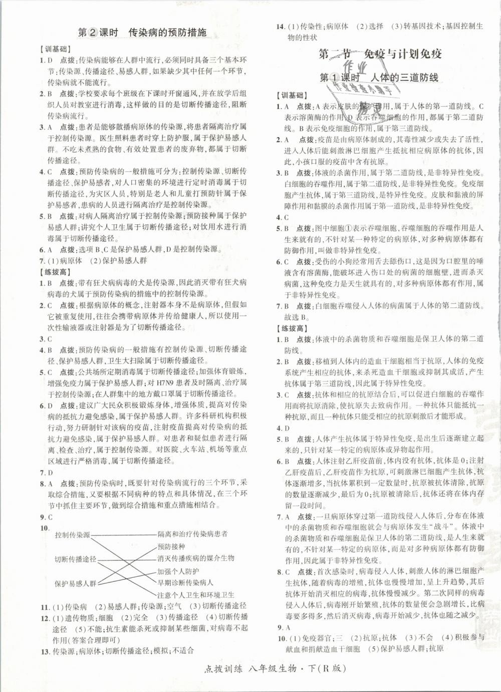 2019年點(diǎn)撥訓(xùn)練八年級(jí)生物下冊人教版 第17頁