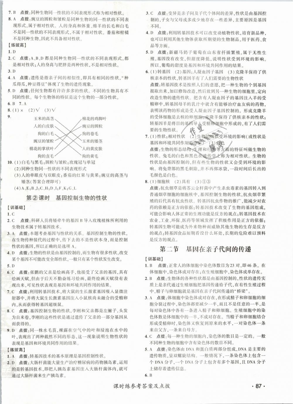 2019年點(diǎn)撥訓(xùn)練八年級(jí)生物下冊(cè)人教版 第10頁(yè)