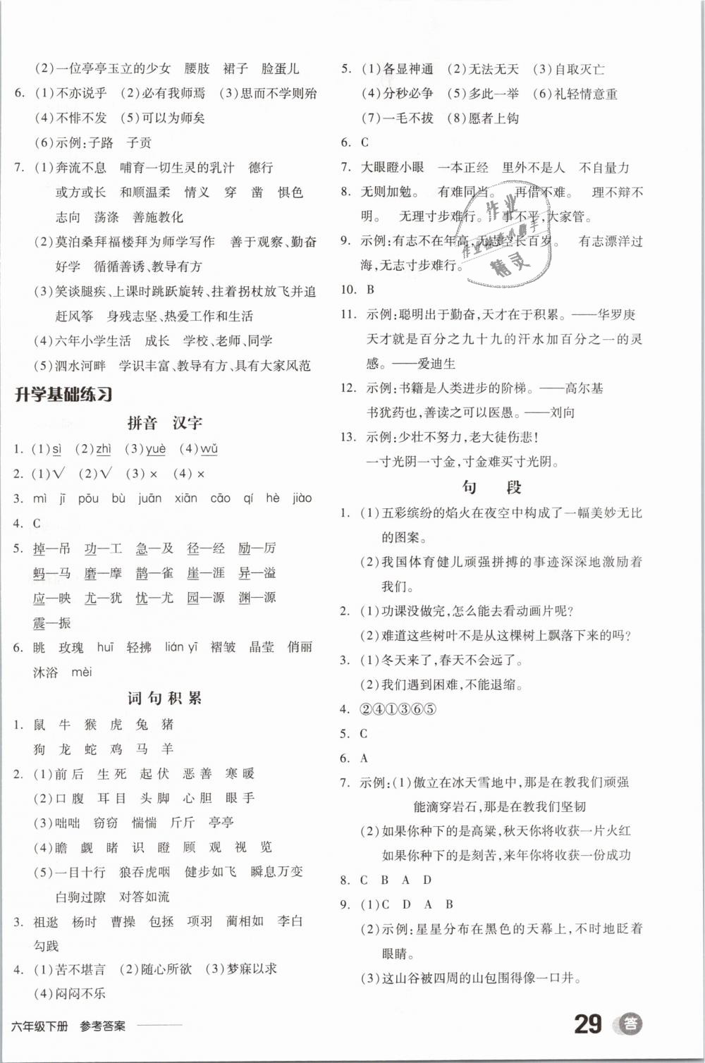 2019年全品學(xué)練考六年級(jí)語(yǔ)文下冊(cè)蘇教版 第10頁(yè)