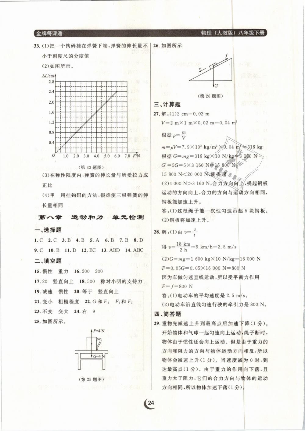 2019年點(diǎn)石成金金牌每課通八年級物理下冊人教版 第24頁