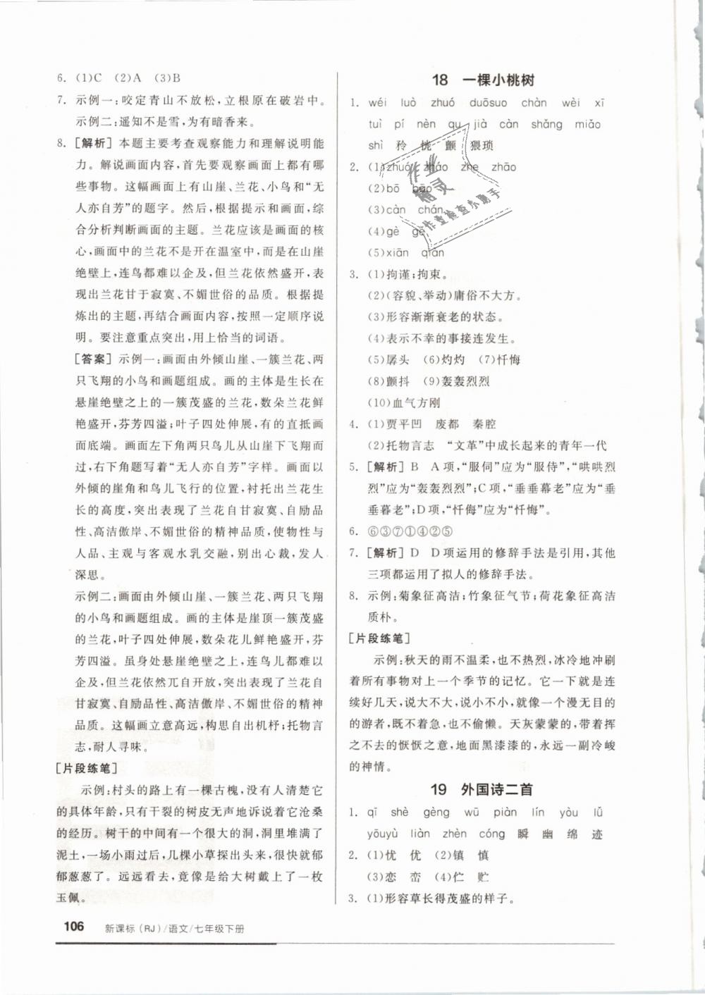 2019年全品基礎(chǔ)小練習(xí)七年級(jí)語文下冊人教版 第12頁