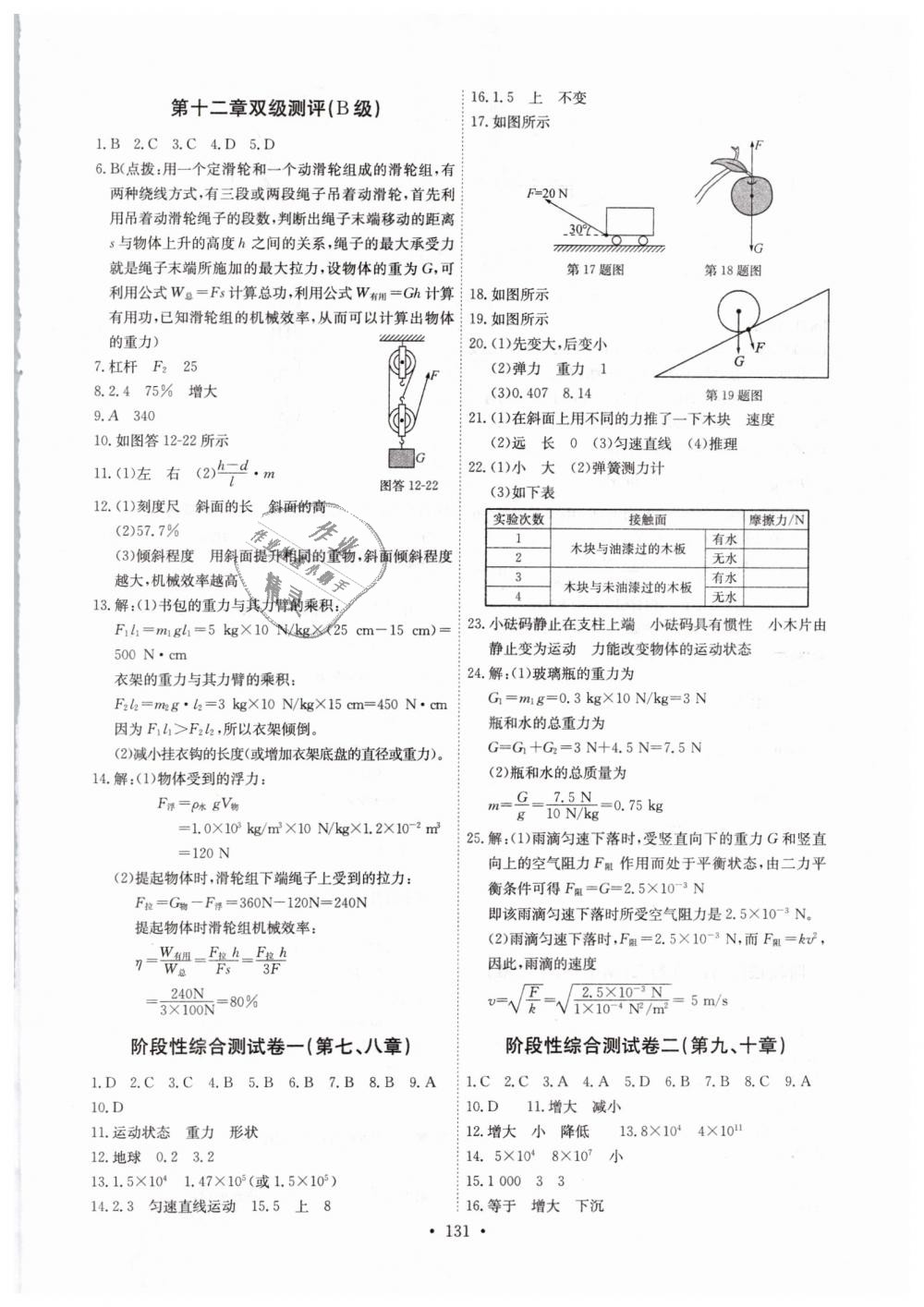 2019年长江全能学案同步练习册八年级物理下册人教版 第17页