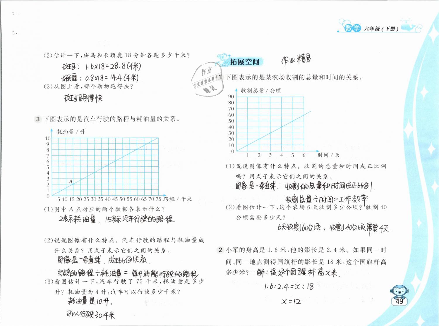 2019年新編基礎(chǔ)訓(xùn)練六年級(jí)數(shù)學(xué)下冊(cè)蘇教版 參考答案第49頁