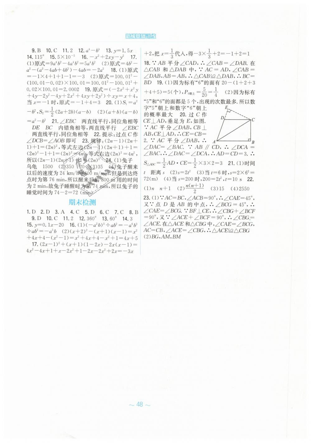 2019年新编基础训练七年级数学下册北师大版 第16页