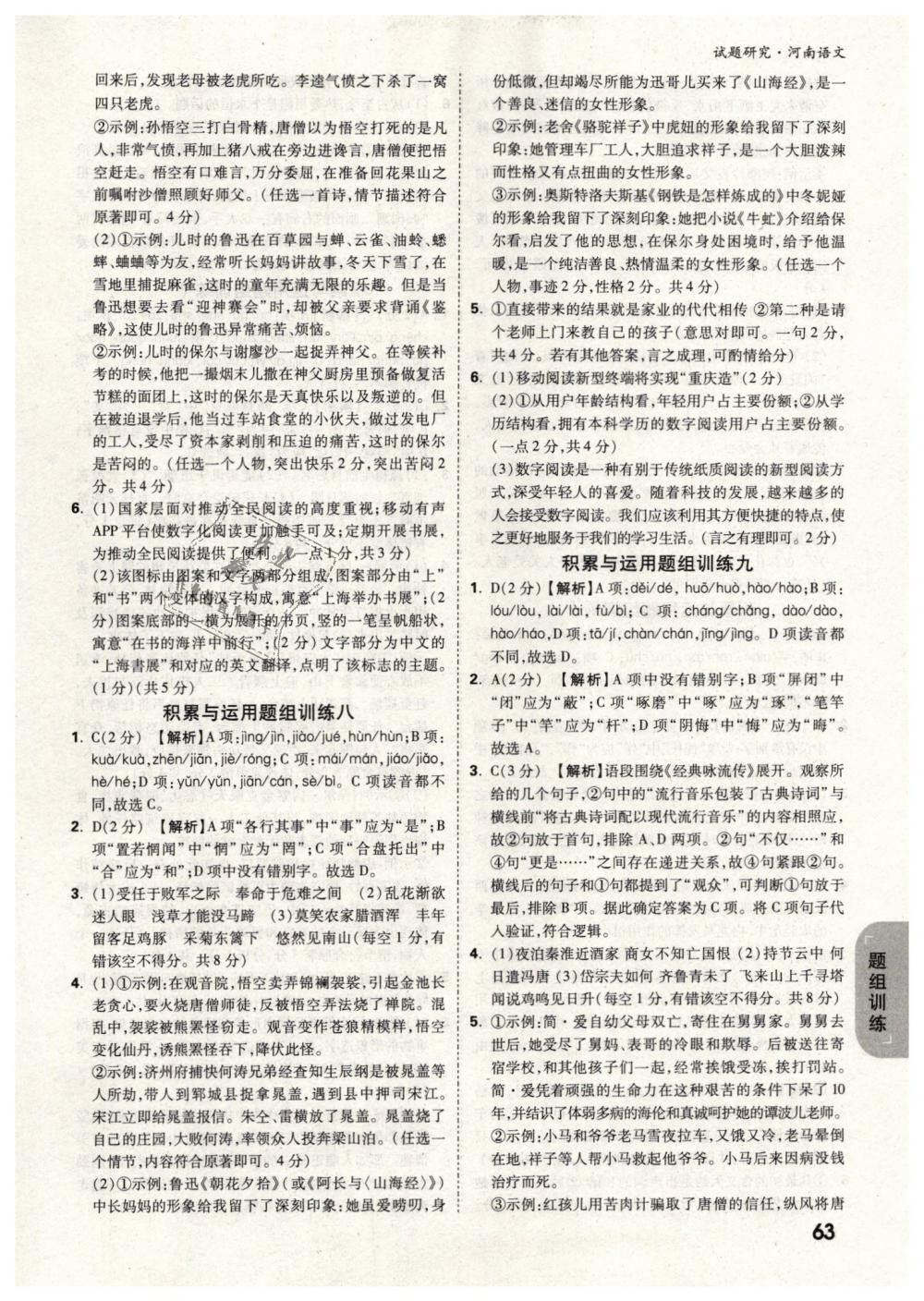 2019年万唯教育中考试题研究九年级语文河南专版 第63页