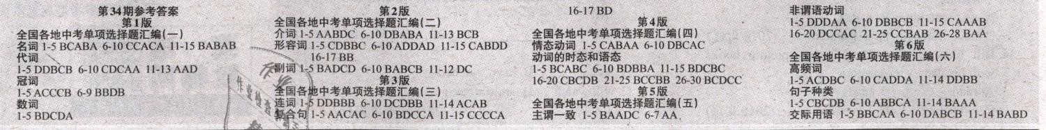 2019年英语周报九年级英语下册外研版 参考答案第14页