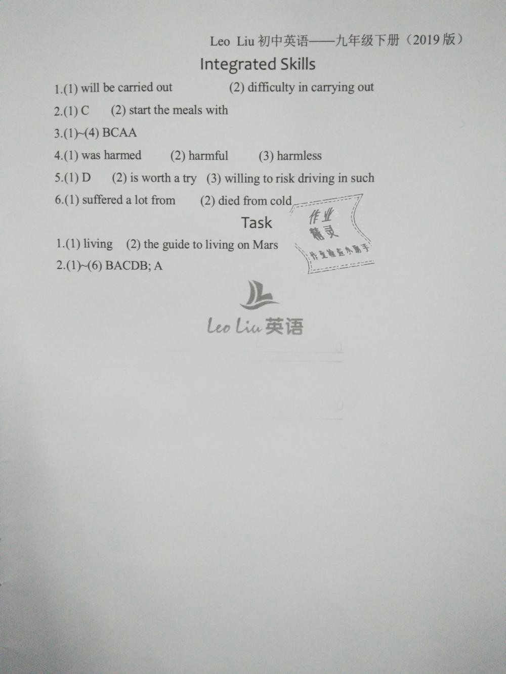 2019年LeoLiu中学英语课课练单元练课本梳理九年级下册译林版 第29页