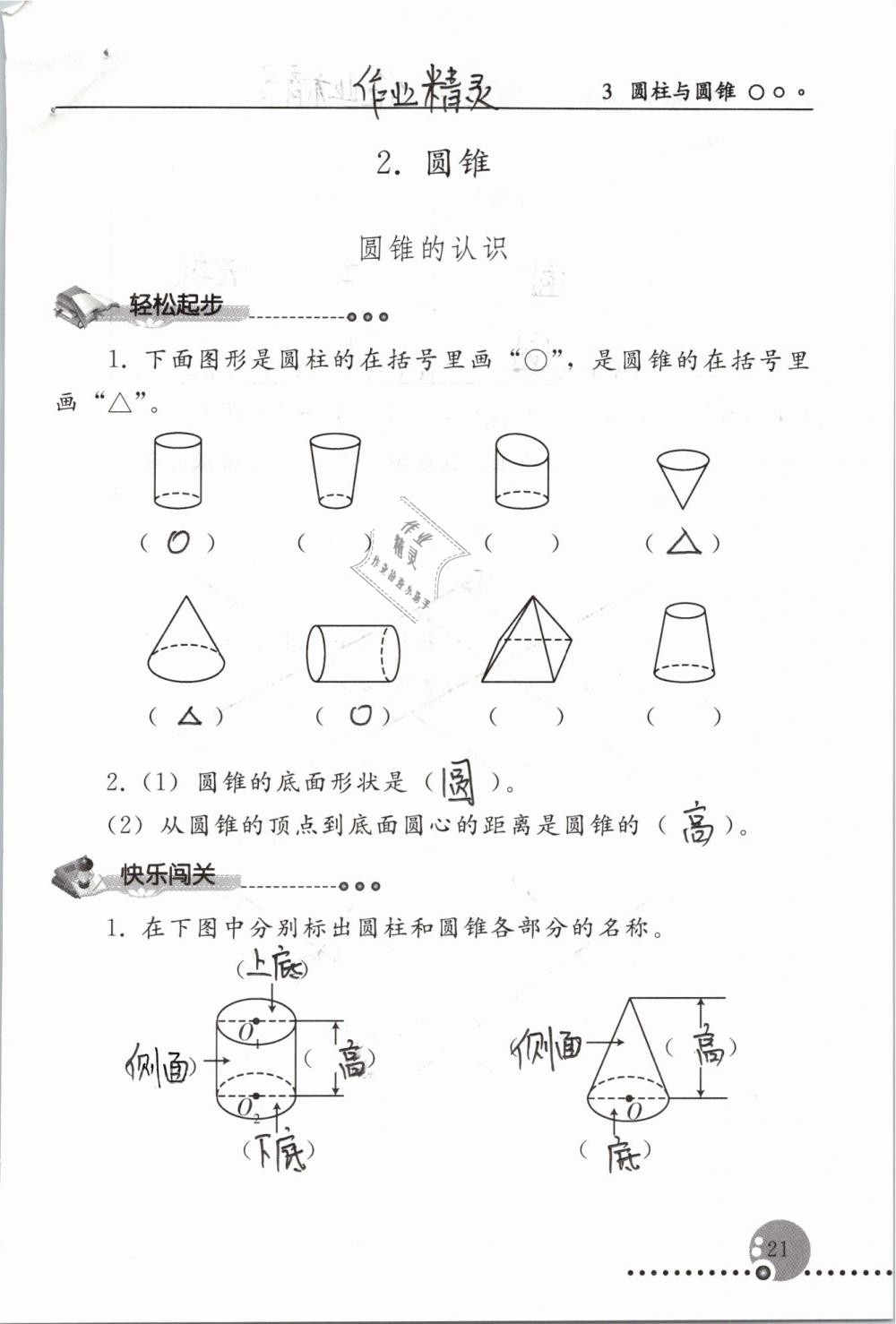 2019年配套练习册六年级数学下册人教版人民教育出版社 第21页