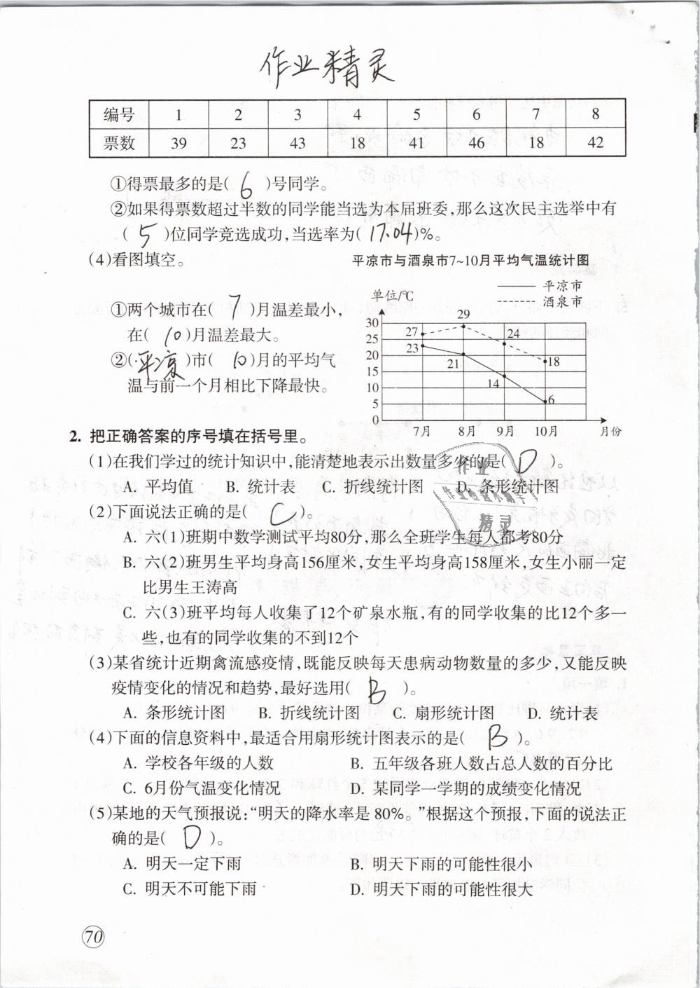 2019年配套練習(xí)與檢測(cè)六年級(jí)數(shù)學(xué)下冊(cè)人教版 第70頁(yè)