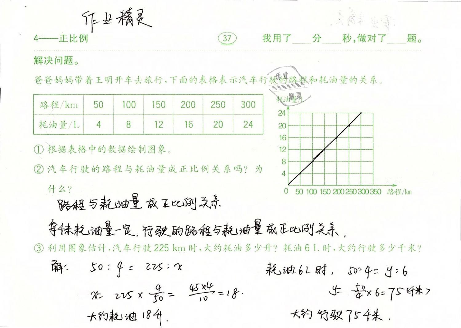 2019年口算题卡计算加应用六年级数学下册人教版齐鲁书社 第37页