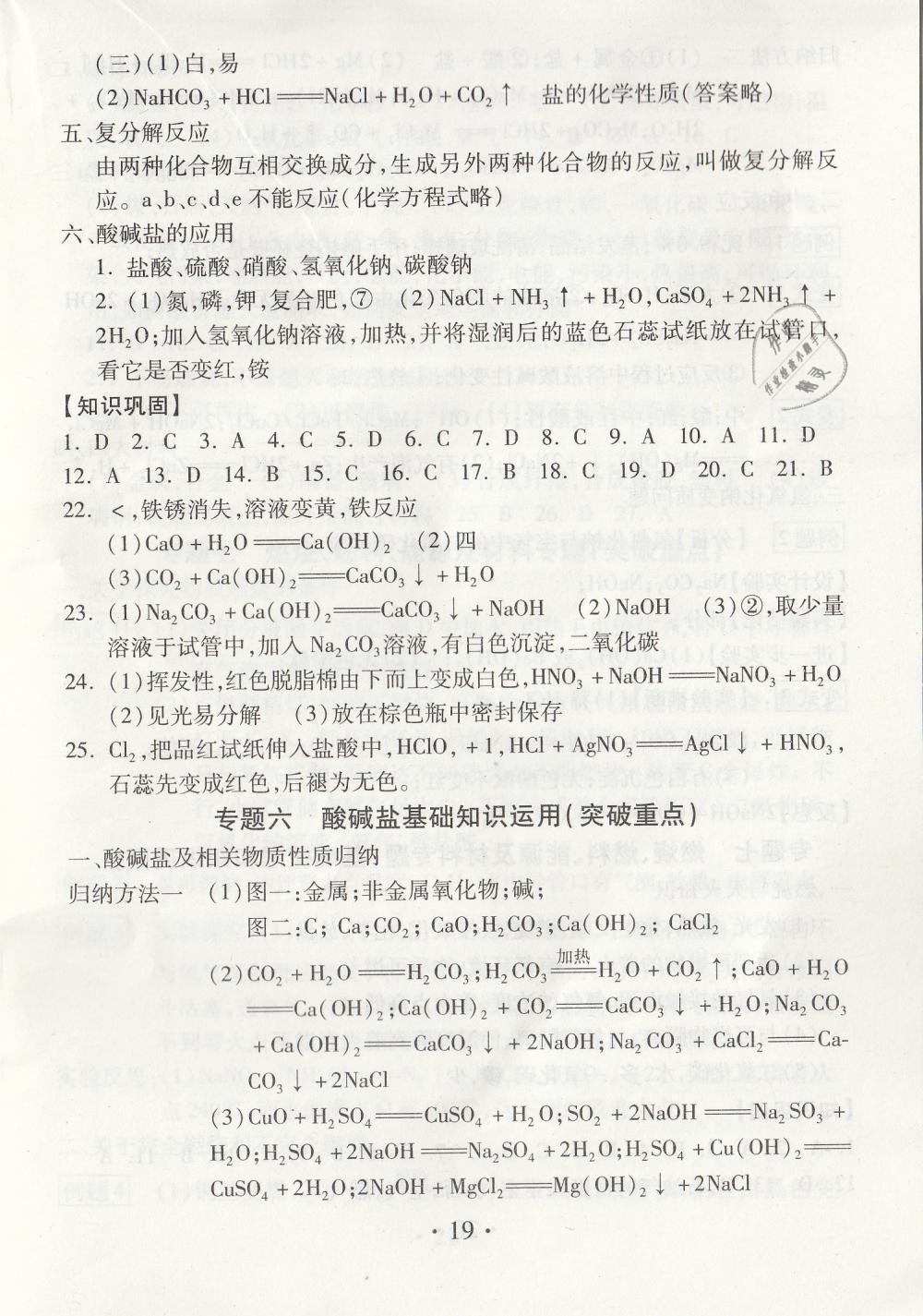 2019年综合素质学化学随堂反馈九年级下册沪教版 第19页