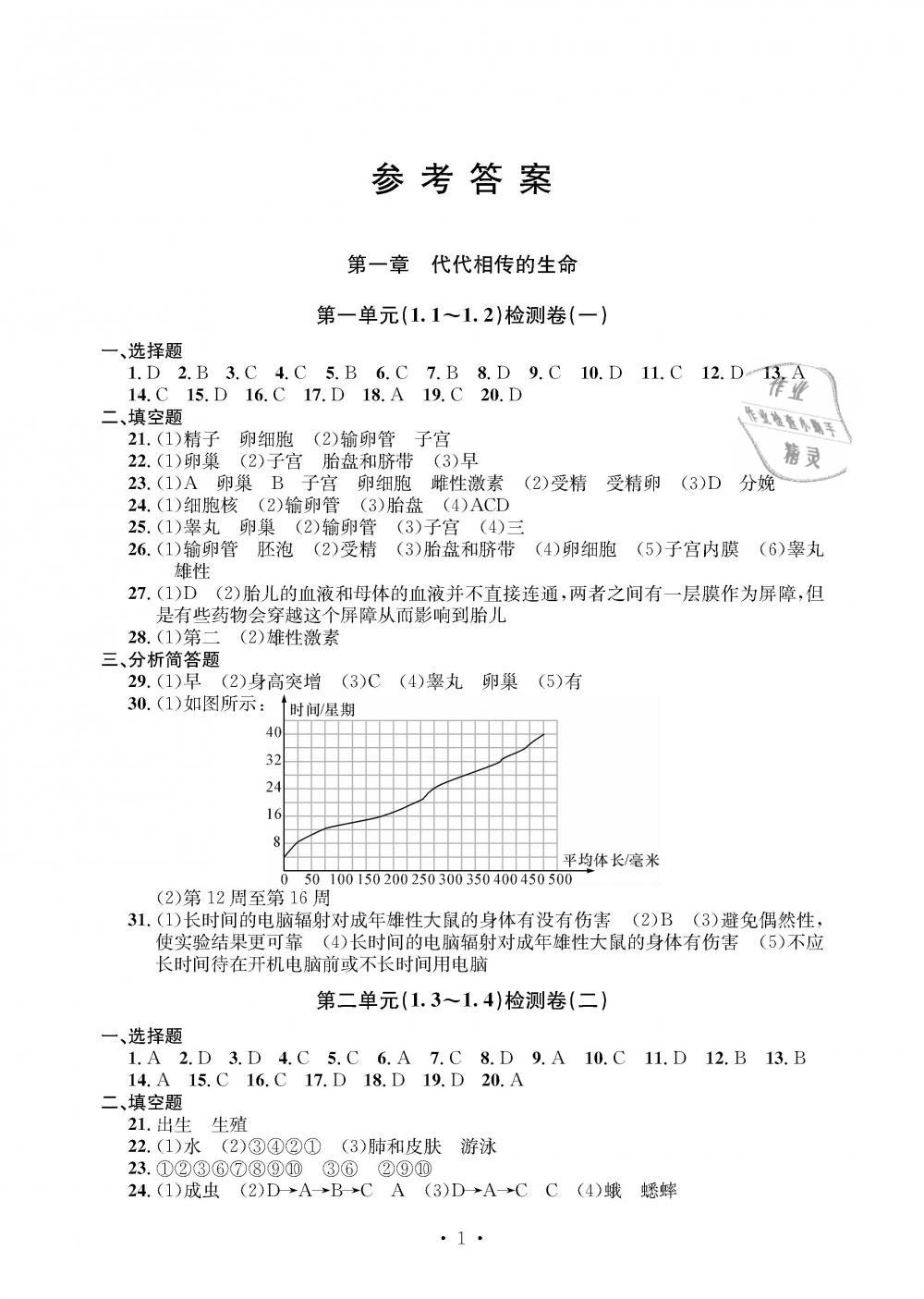 2019年習題e百檢測卷七年級科學下冊浙教版 第1頁