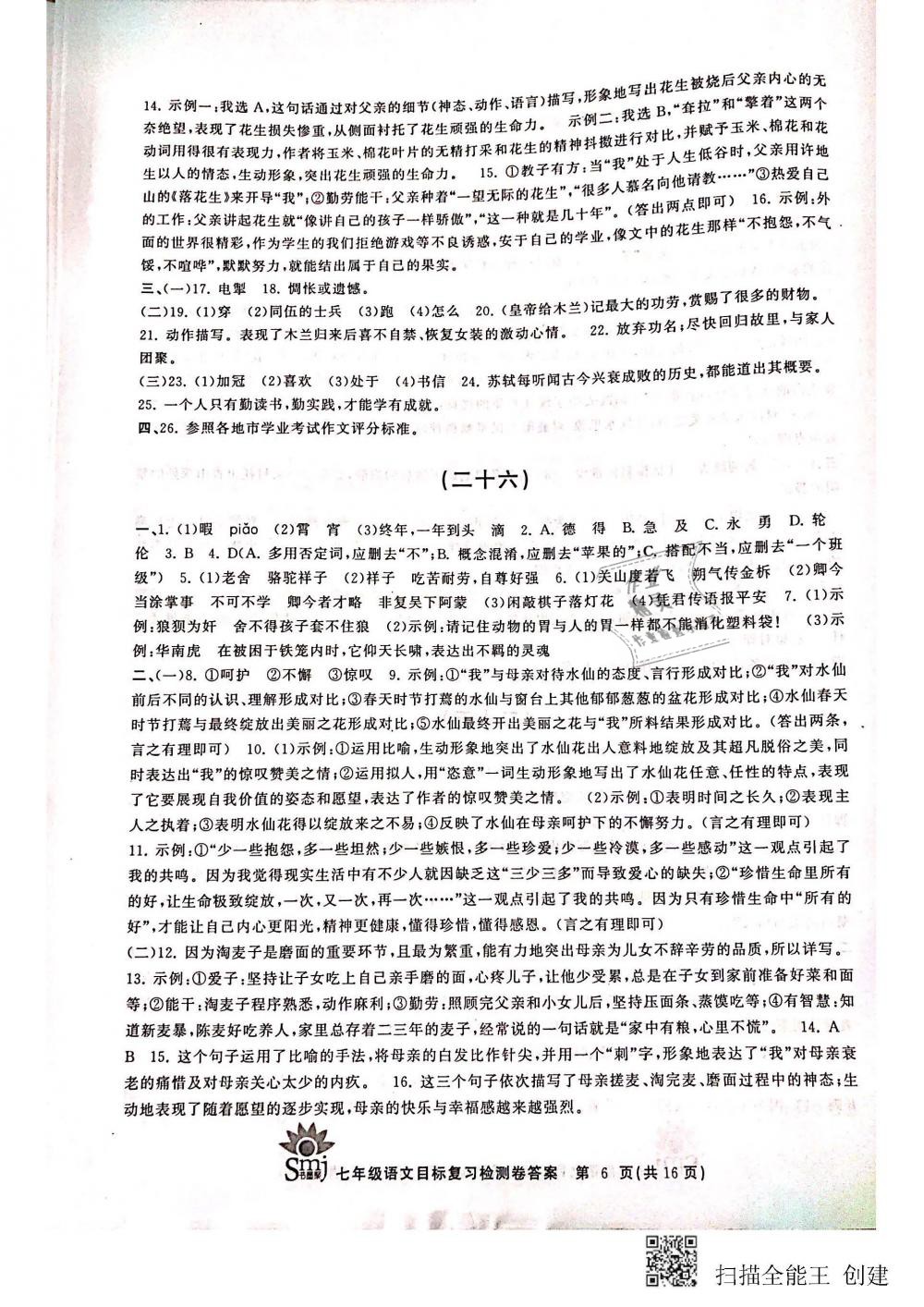 2018年目標(biāo)復(fù)習(xí)檢測卷七年級語文全一冊人教版 第6頁