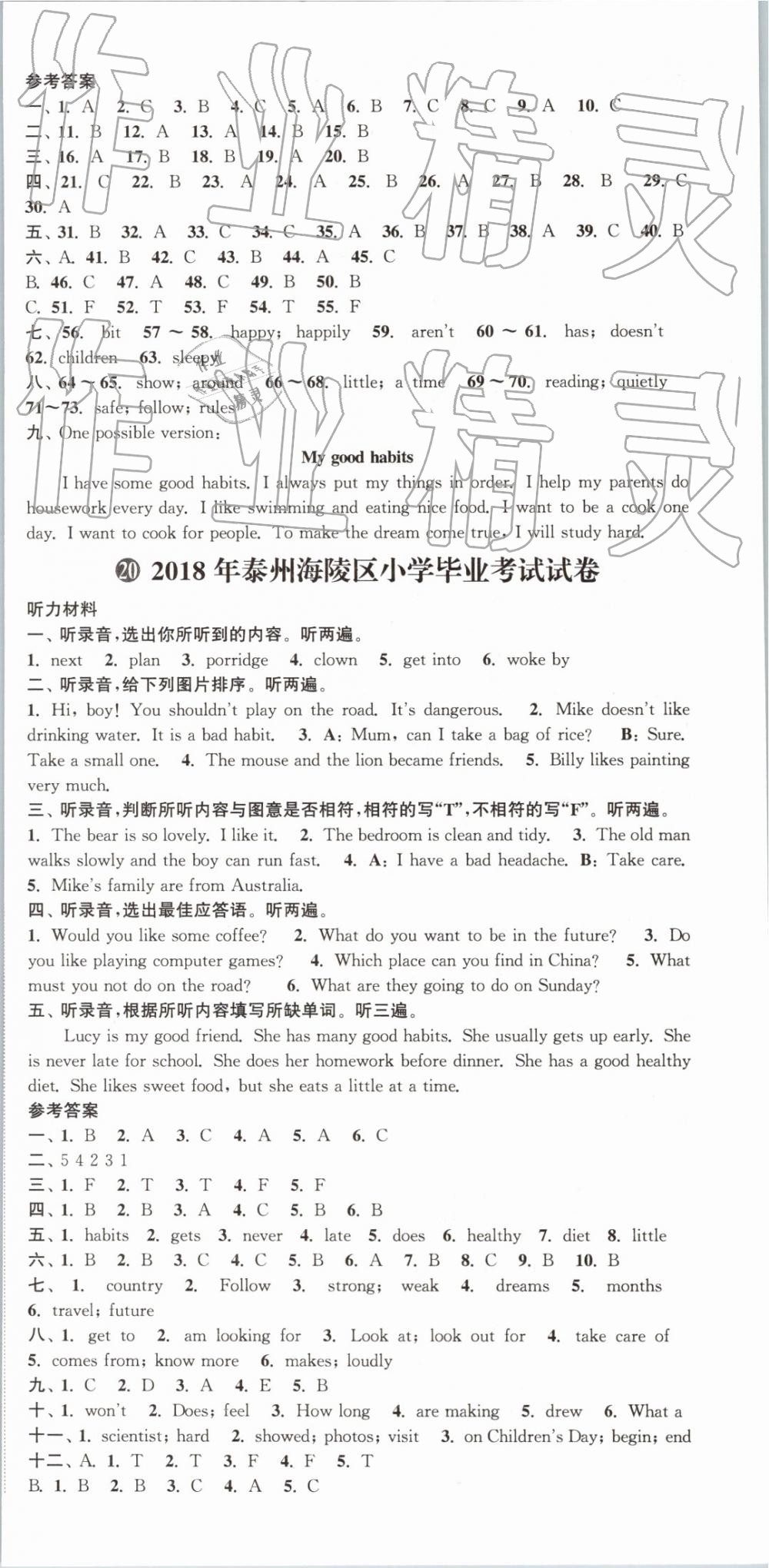 2019年小学毕业考试试卷精编英语下册江苏专用 第18页