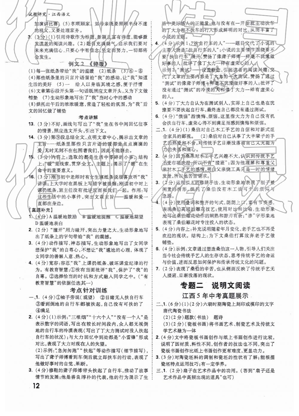 2019年万唯教育中考试题研究九年级语文江西专版 第12页