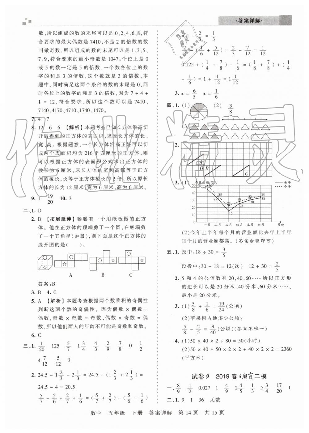 2019年王朝霞期末真題精編五年級(jí)數(shù)學(xué)下冊(cè)人教版鄭州都市版 第14頁(yè)