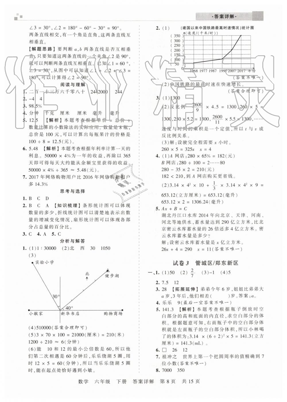 2019年王朝霞期末真題精編六年級數(shù)學下冊人教版鄭州都市版 第8頁