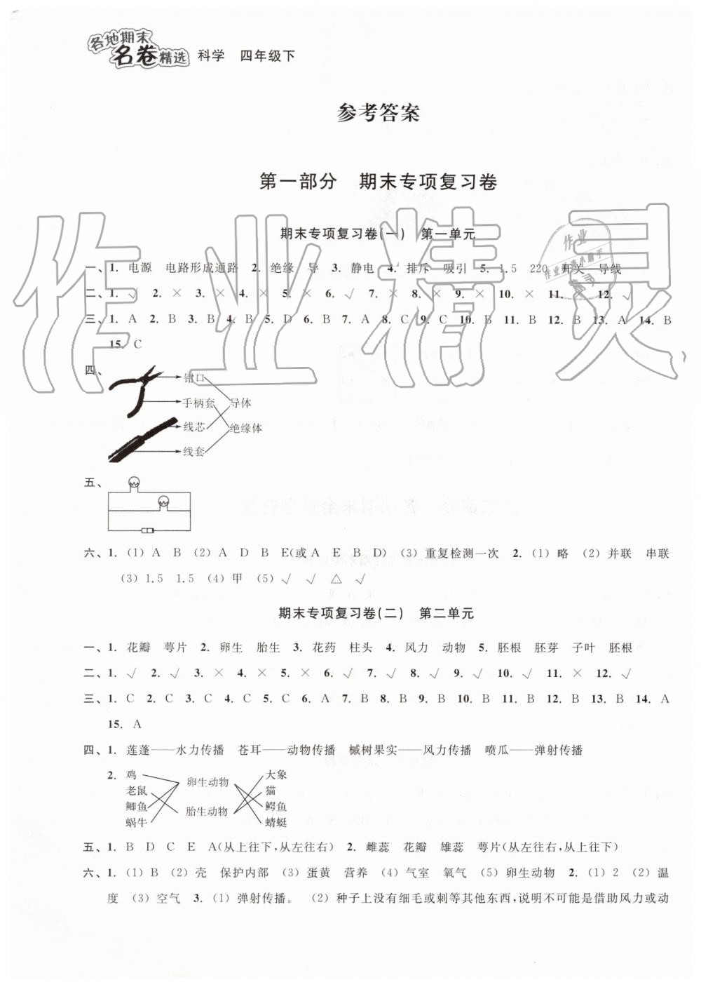 2019年各地期末名卷精選四年級科學(xué)下冊教科版 第1頁