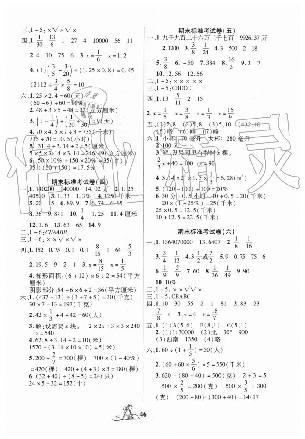 2019年標準期末考卷100分六年級數(shù)學(xué)下冊北師大版 第2頁