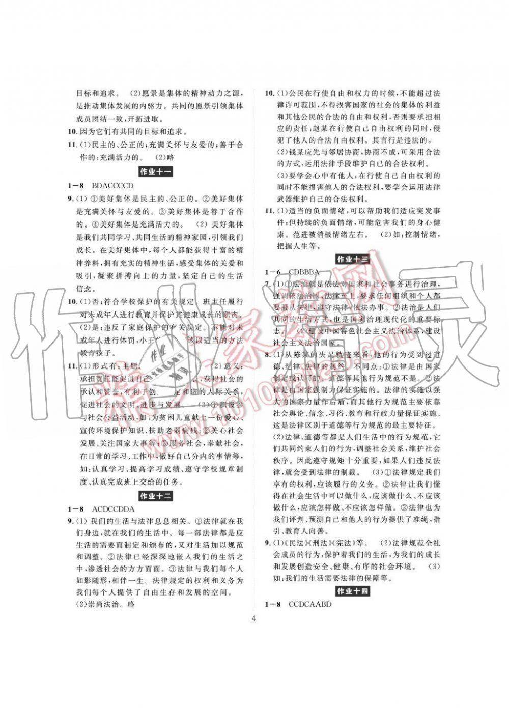 2019年长江暑假作业七年级道德与法治崇文书局 第4页