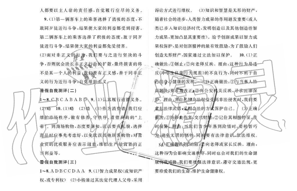 2019年长江暑假作业八年级道德与法治崇文书局 第4页