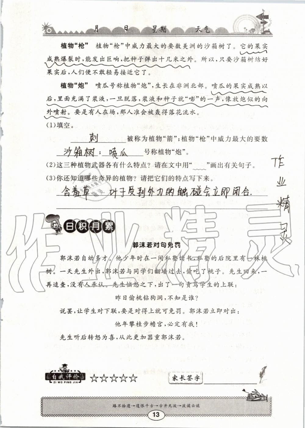 2019年长江暑假作业三年级语文崇文书局 第13页