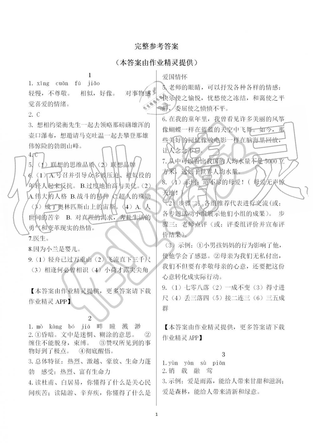 2019年长江暑假作业八年级语文崇文书局 第1页