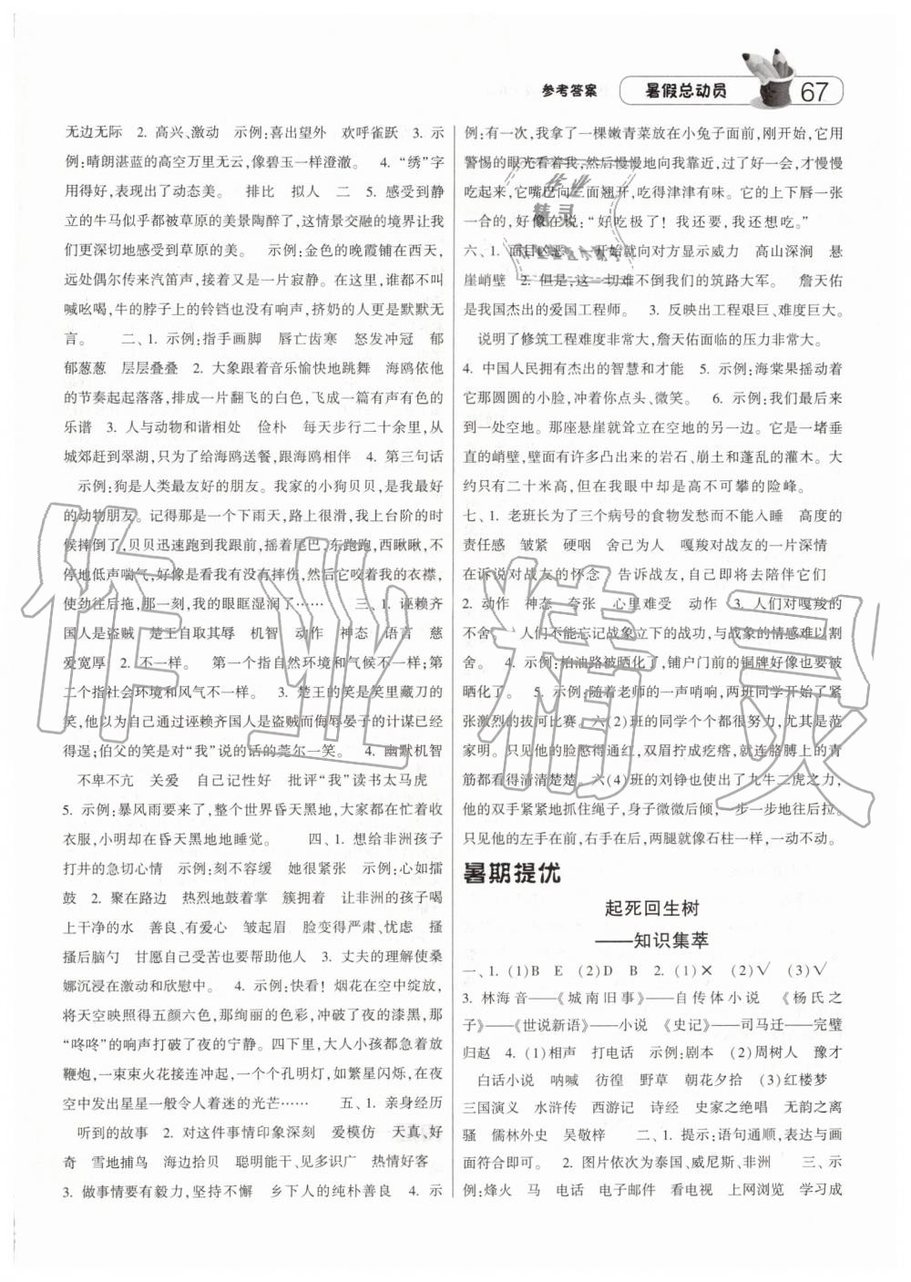 2019年暑假总动员五年级语文人教版宁夏人民教育出版社 第3页