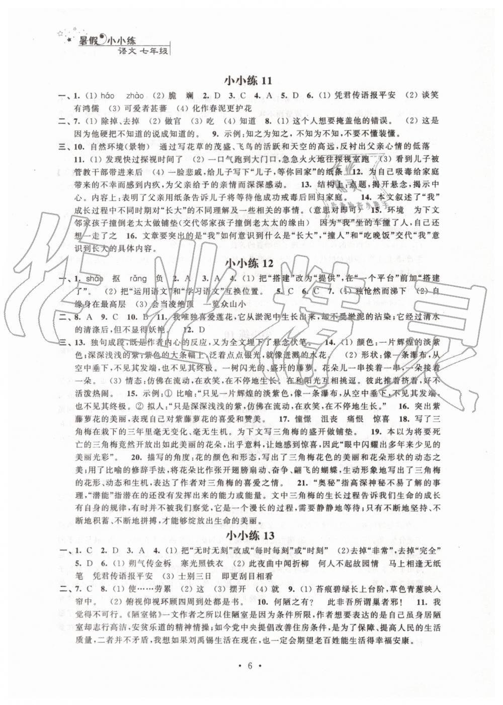 2019年暑假小小练七年级语文数学英语合订本 第6页