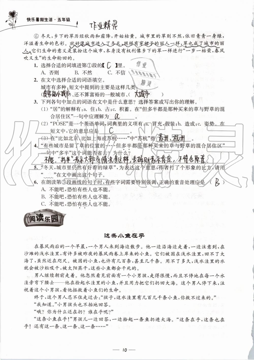 2019年快乐暑假生活五年级 第10页