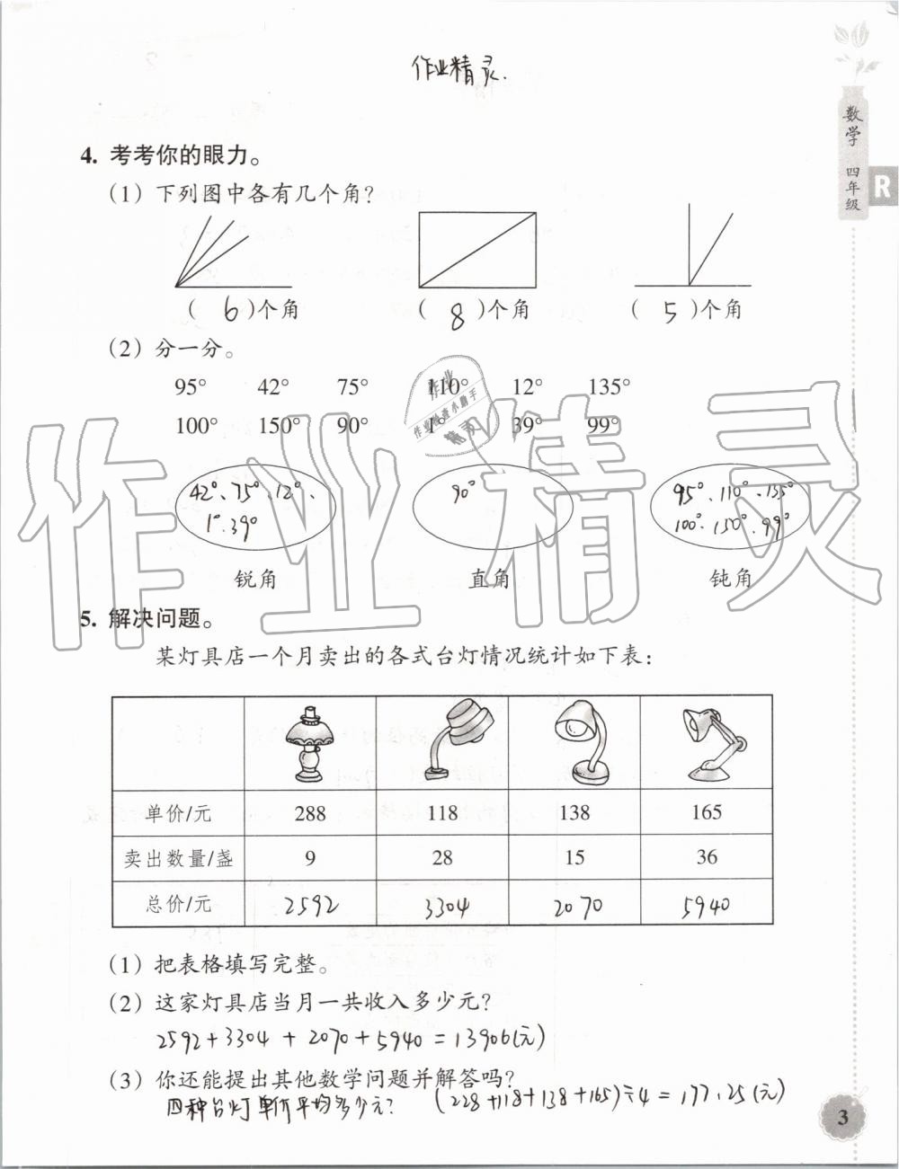 2019年暑假作業(yè)本四年級(jí)數(shù)學(xué)科學(xué)教科版浙江教育出版社 第2頁(yè)