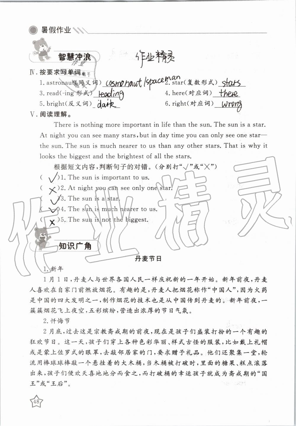 2019年湘岳假期暑假作业五年级英语鲁湘版 第48页