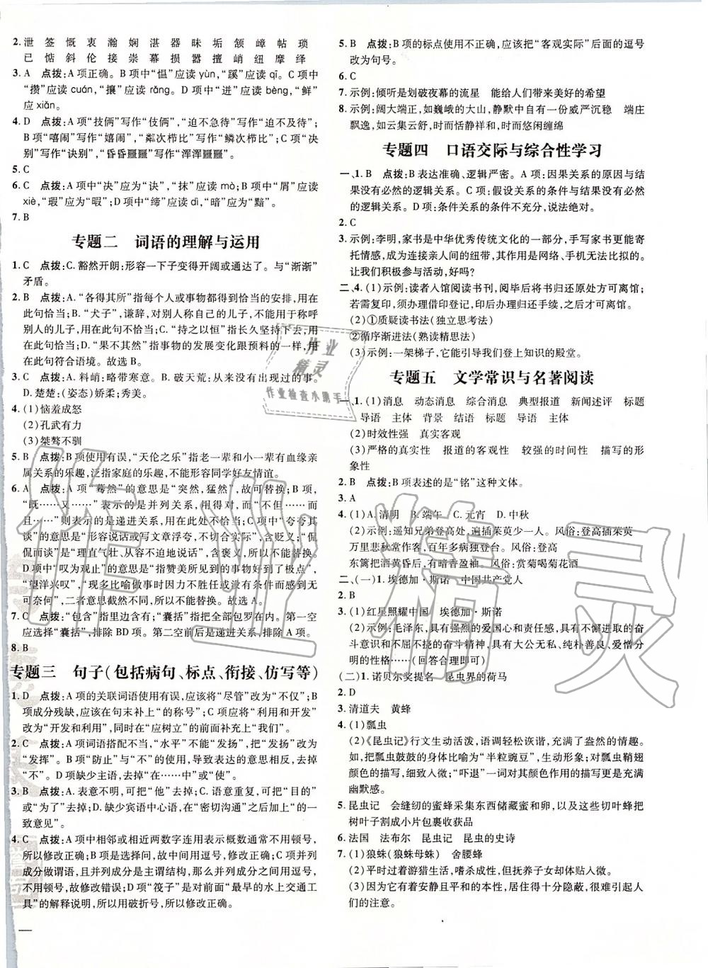 2019年點(diǎn)撥訓(xùn)練八年級(jí)語(yǔ)文上冊(cè)人教版 第17頁(yè)