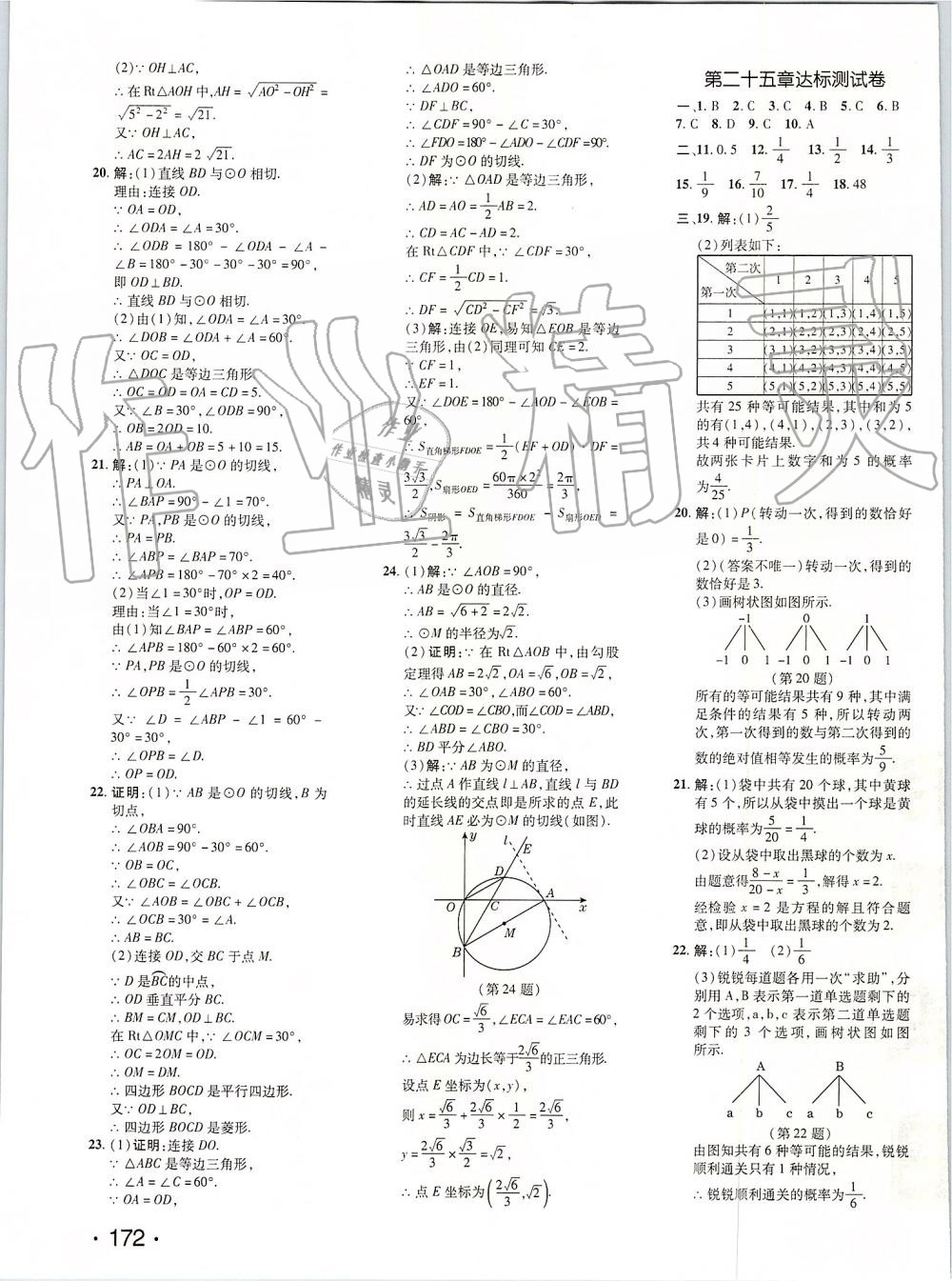 2019年點(diǎn)撥訓(xùn)練九年級數(shù)學(xué)上冊人教版 第46頁