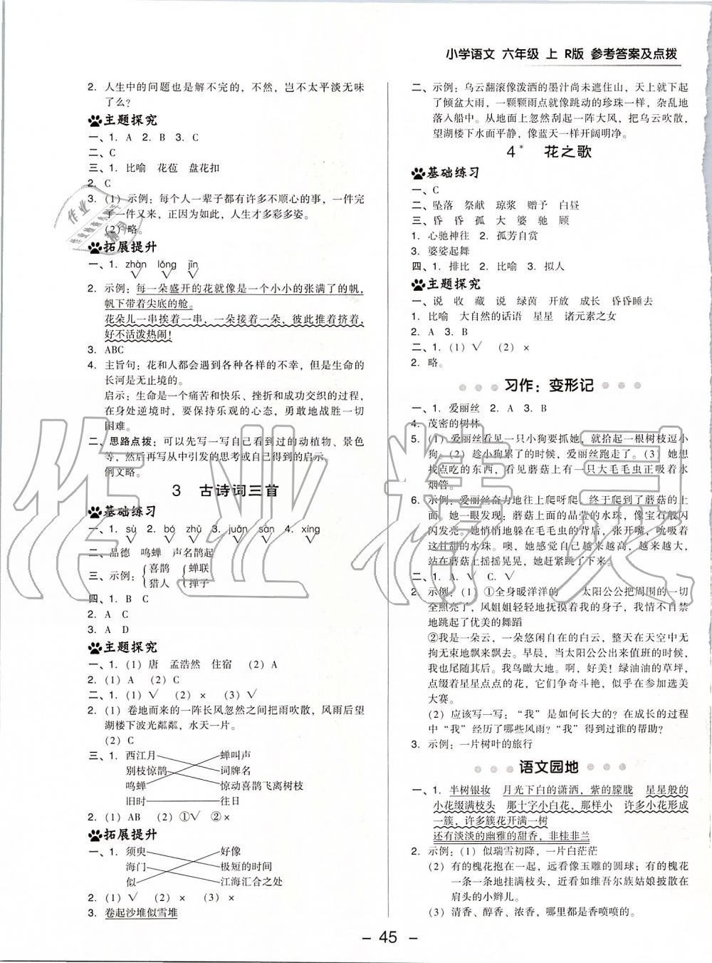 2019年綜合應用創(chuàng)新題典中點六年級語文上冊人教版 第5頁