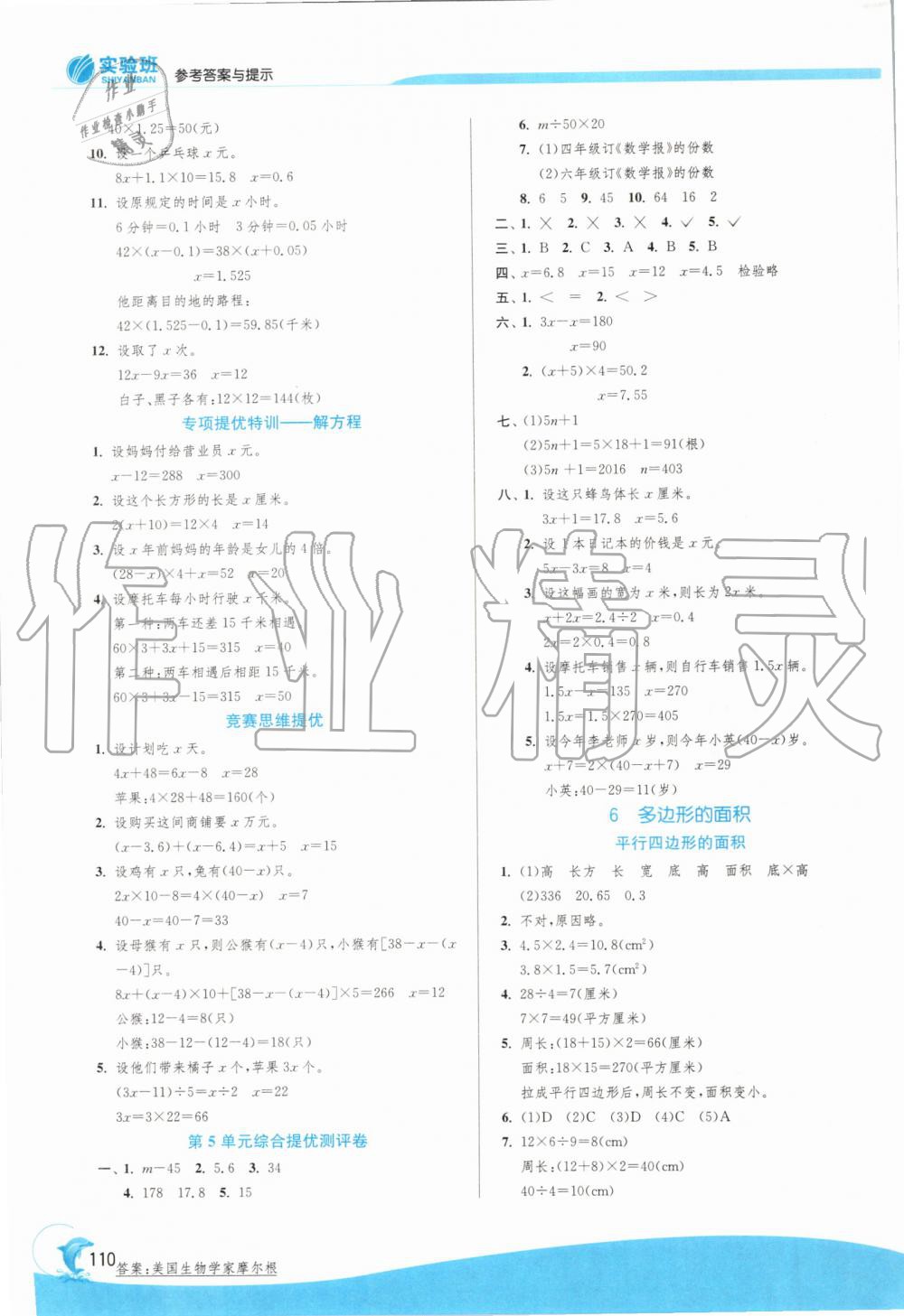 2019年實驗班提優(yōu)訓練五年級數學上冊人教版2 第10頁