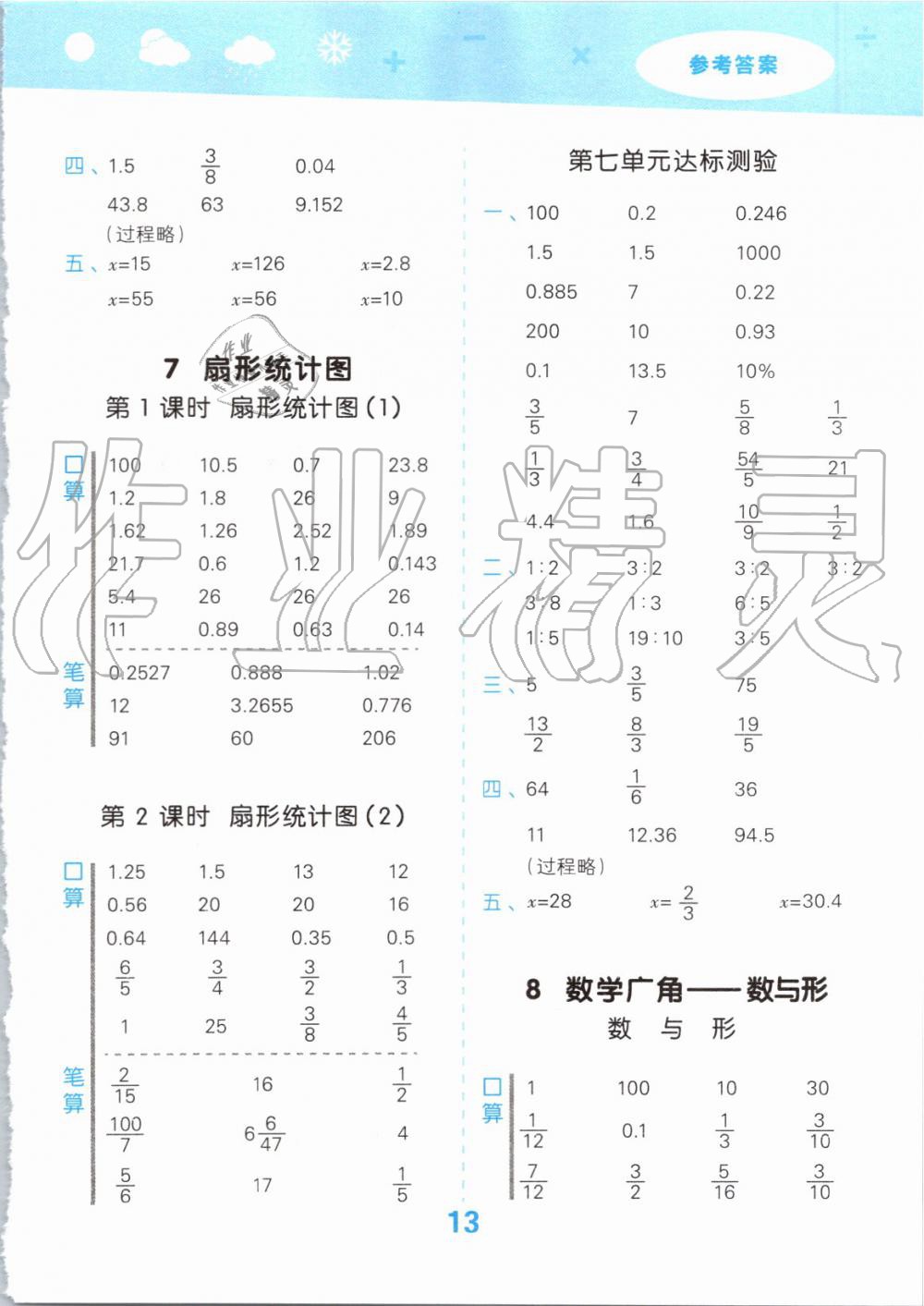 2019年小學(xué)口算大通關(guān)六年級(jí)數(shù)學(xué)上冊(cè)人教版 第13頁(yè)