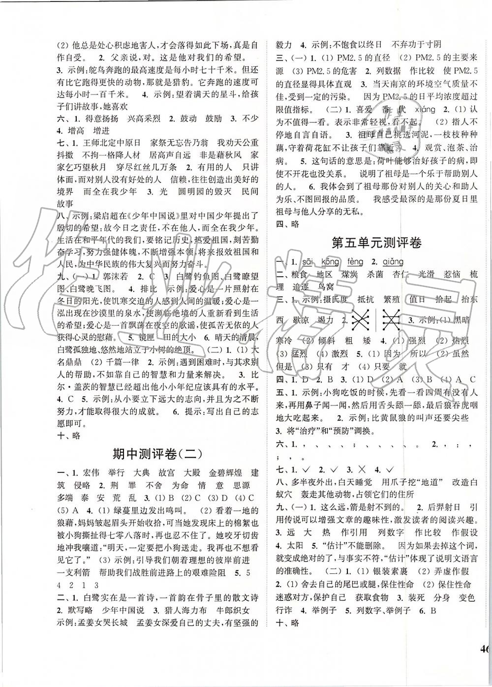 2019年通城學(xué)典小學(xué)全程測評卷五年級語文上冊人教版江蘇專用 第3頁