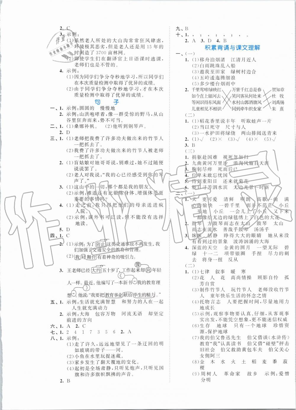 2019年53全優(yōu)卷小學(xué)語(yǔ)文六年級(jí)上冊(cè)人教版 第9頁(yè)