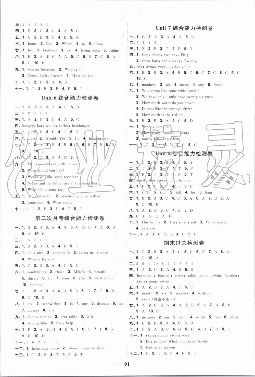 2019年陽光同學(xué)課時(shí)優(yōu)化作業(yè)四年級(jí)英語上冊(cè)譯林版江蘇專版 第5頁