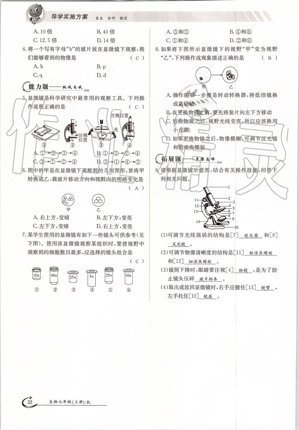 2019年金太陽導學案七年級生物上冊人教版 第22頁