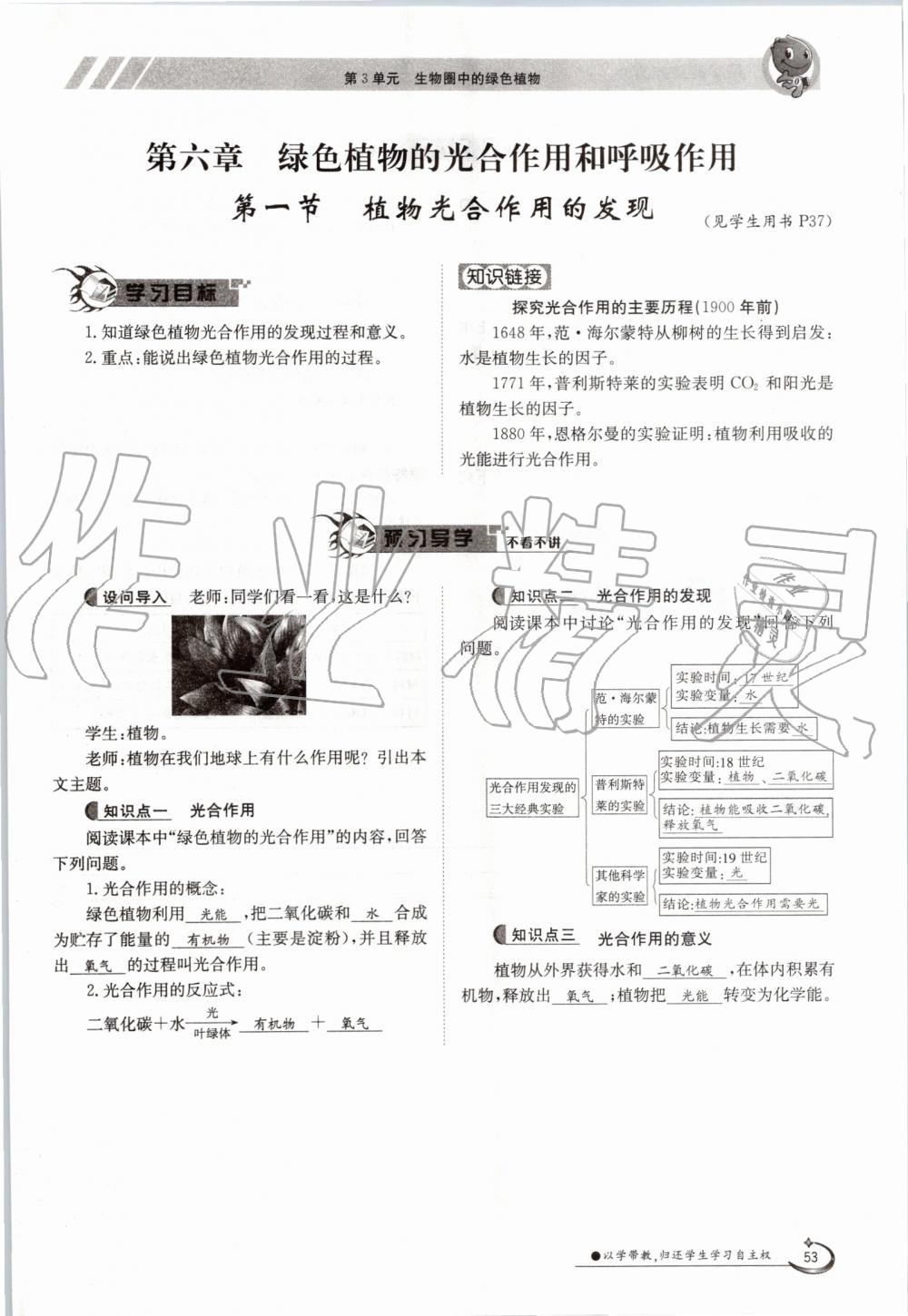 2019年金太陽導學案七年級生物上冊蘇教版 第53頁