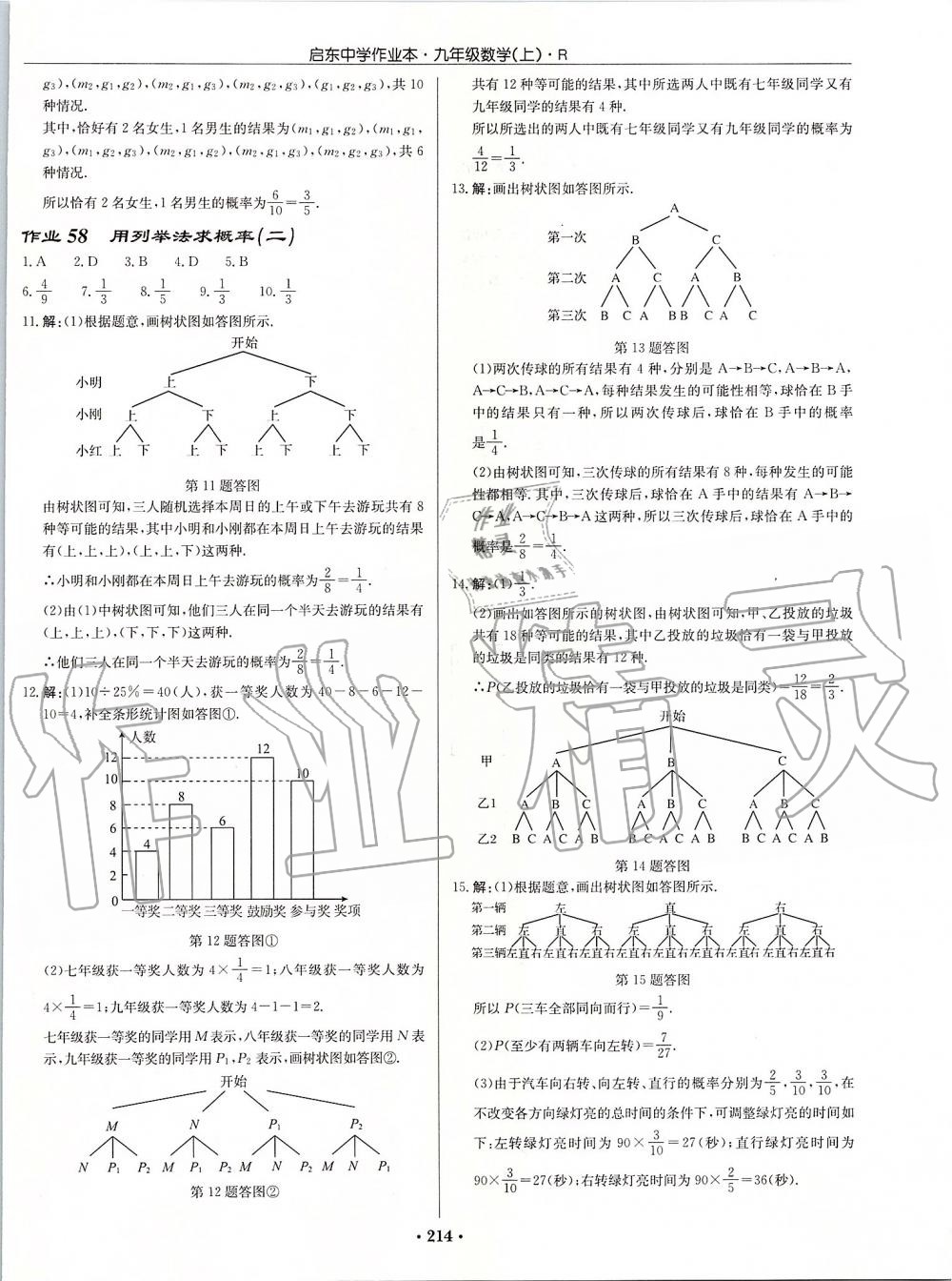 2019年啟東中學(xué)作業(yè)本九年級(jí)數(shù)學(xué)上冊(cè)人教版 第34頁(yè)