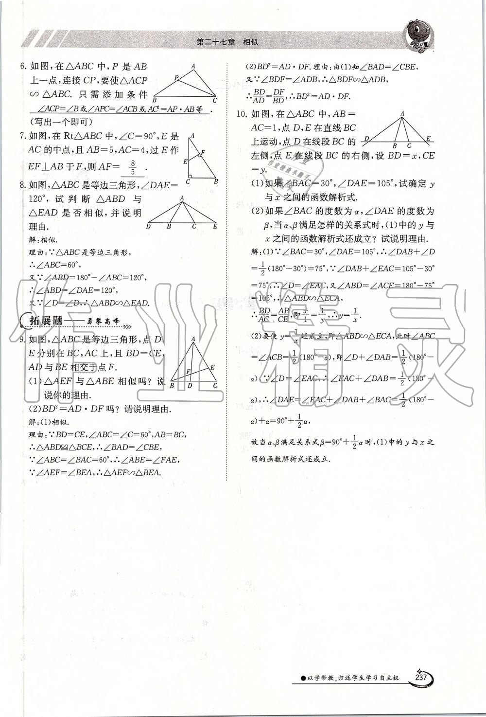 2019年金太陽導(dǎo)學(xué)案九年級數(shù)學(xué)全一冊人教版 第237頁