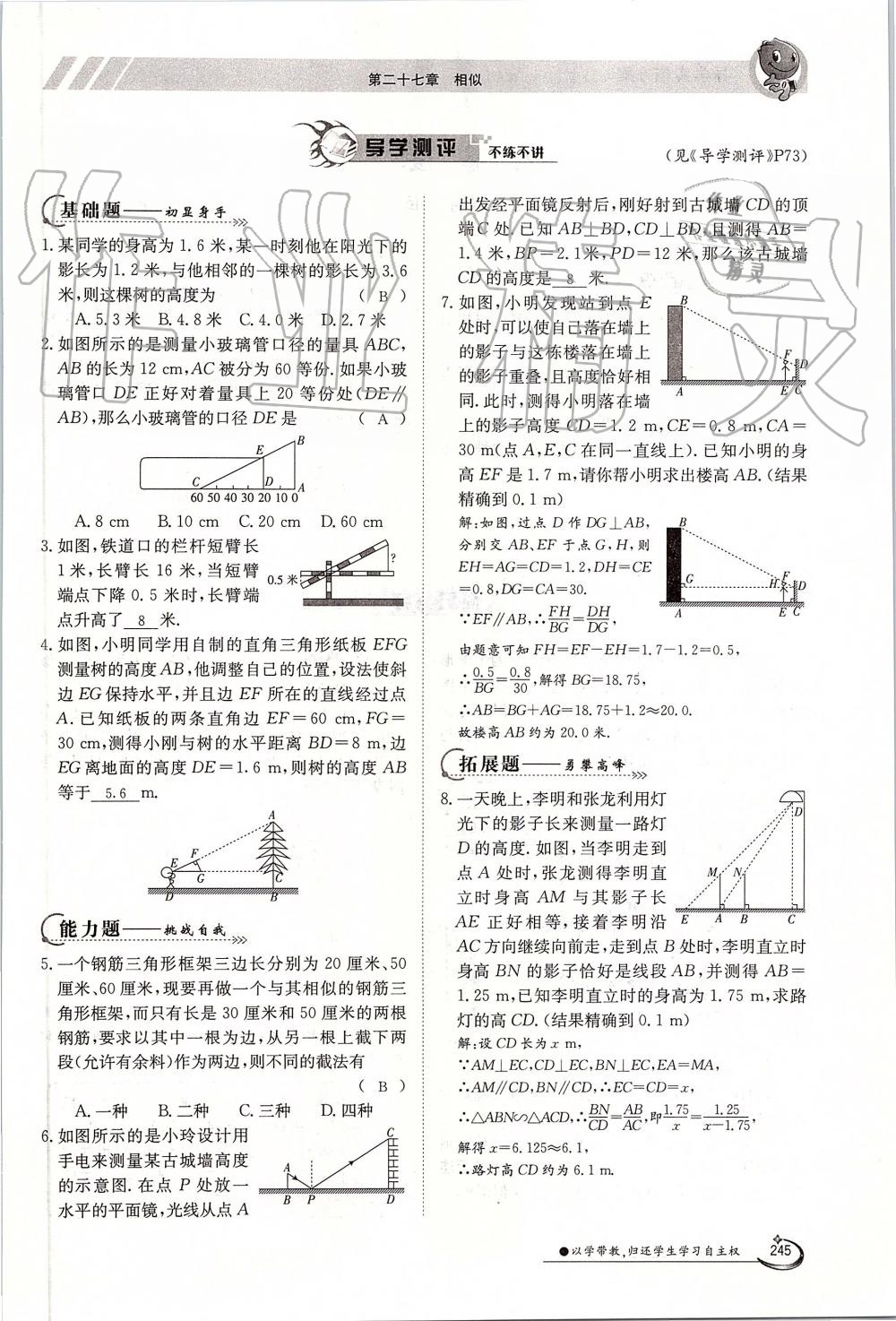 2019年金太陽導(dǎo)學(xué)案九年級數(shù)學(xué)全一冊人教版 第245頁